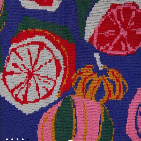 NWOT FARM Rio Square Neck Midi Colorful All Over Print Fruit Salad Dress Size M - Picture 7 of 7